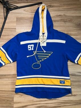 Vintage Old Time Hockey NHL St. Louis Blues Varsity Lace Up Hoodie